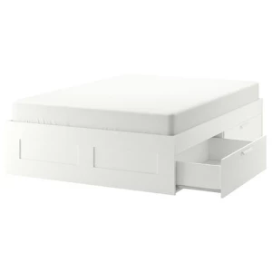 Каркас кровати с ящиком для хранения - IKEA BRIMNES/LINDBÅDEN/LINDBADEN, 180х200 см, белый БРИМНЭС/БРИМНЕС/ЛИНДБАДЕН ИКЕА