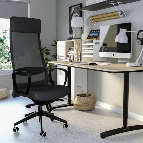 Офисный стул - IKEA MARKUS, 60x62x129(147)см, черный, МАРКУС ИКЕА (изображение №2)