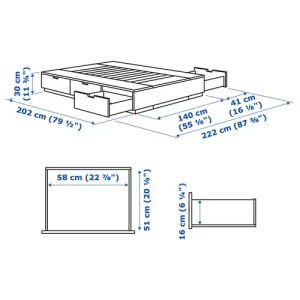 NORDLI Основание двуспальной кровати ИКЕА