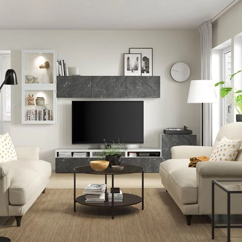 Тумба под телевизор - IKEA BESTÅ/BESTA, 300x42x211 см, серый, Бесто ИКЕА (изображение №5)