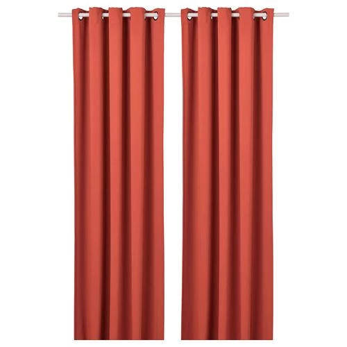 Затемняющая гардина, 2 шт. - IKEA HILLEBORG, 300х145 см, коричнево-красный, ХИЛЛЕБОРГ ИКЕА (изображение №1)