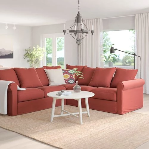 4-местный угловой диван - IKEA GRÖNLID/GRONLID, 98x252см, красный, ГРЕНЛИД ИКЕА (изображение №2)