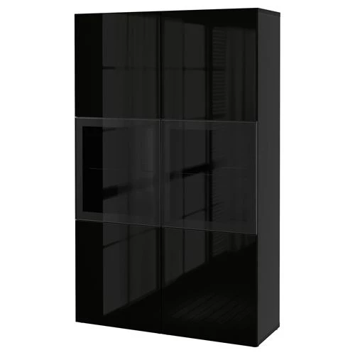 Комбинация для хранения - IKEA BESTÅ/BESTA/Беста/Бесто ИКЕА, 120x42x193 см, черный, (изображение №1)