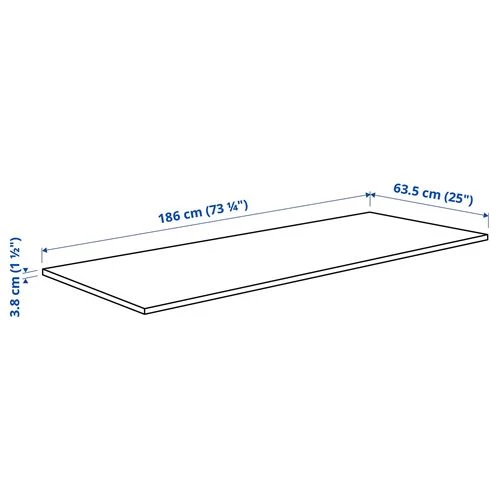 Столешница - IKEA KARLBY/КАРЛБИ ИКЕА, 186х63,5х3,8 см, светло-коричневый (изображение №6)