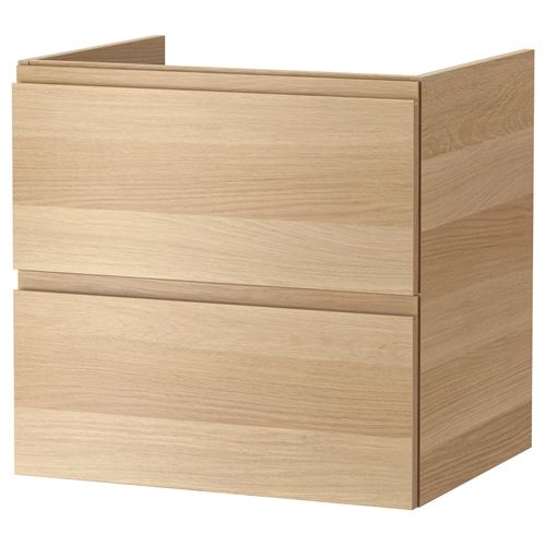 Шкаф для раковины с 2 ящиками - IKEA GODMORGON, 60x58 см, под беленый дуб ГОДМОРГОН ИКЕА