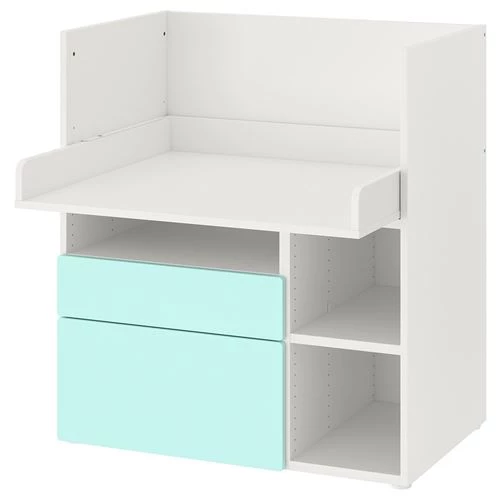 Стол детский - IKEA SMÅSTAD /SMASTAD, 93x51 см, белый/бирюзовый, ИКЕА (изображение №1)