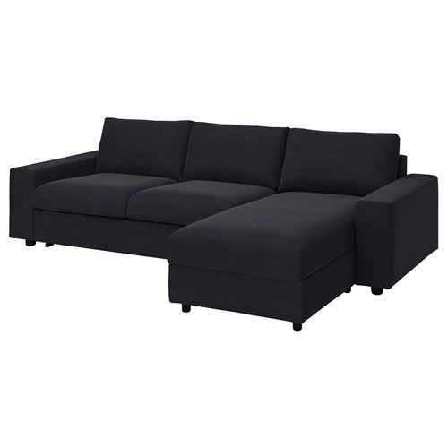Диван-кровать угловой 2-местный - IKEA VIMLE, 285х98/241х83 см, синий/черный, ВИМЛЕ ИКЕА