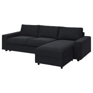 Диван-кровать угловой 2-местный - IKEA VIMLE, 285х98/241х83 см, черный, ВИМЛЕ ИКЕА