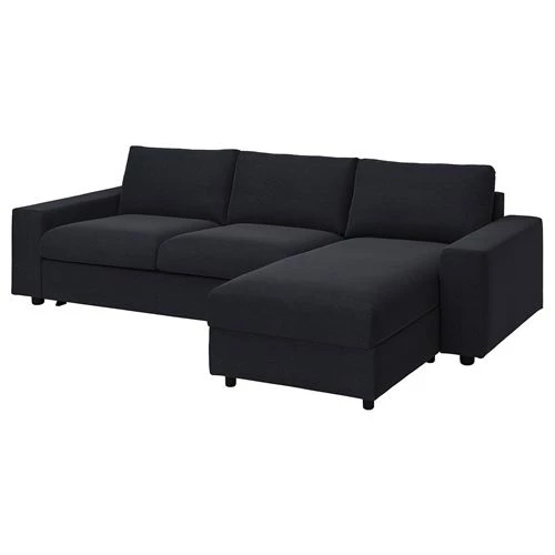Диван-кровать угловой 2-местный - IKEA VIMLE, 285х98/241х83 см, синий/черный, ВИМЛЕ ИКЕА (изображение №1)