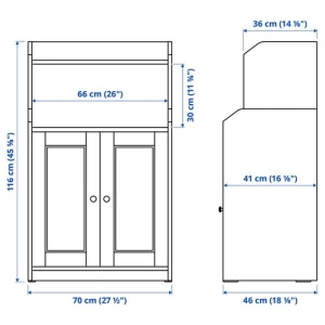 Шкаф - HAUGA IKEA/ХАУГА ИКЕА, 46х70х116 см, белый