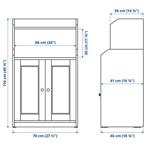 Шкаф - HAUGA IKEA/ХАУГА ИКЕА, 46х70х116 см, серый (изображение №9)