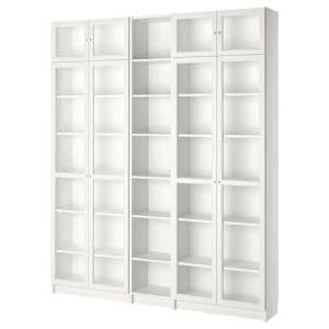 Книжный шкаф со стеклянной дверцей - BILLY/OXBERG IKEA/ БИЛЛИ/ОКСБЕРГ ИКЕА, 30х200х237 см, белый