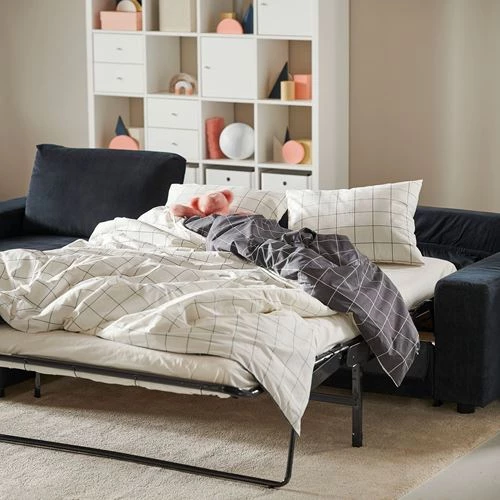 Диван-кровать угловой 2-местный - IKEA VIMLE, 285х98/241х83 см, синий/черный, ВИМЛЕ ИКЕА (изображение №6)