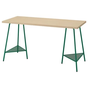 Рабочий стол - IKEA MÅLSKYTT/MALSKYTT/TILLSLAG , 140х60 см, береза/зеленый, МОЛСКЮТТ/ТИЛЛЬСЛАГ ИКЕА