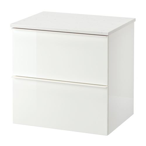 Шкаф для раковины с 2 ящиками - IKEA GODMORGON, 62x49x60 см, белый ГОДМОРГОН ИКЕА