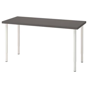 Письменный стол - IKEA LAGKAPTEN/OLOV, 140х60х63-93 см, темно-серый/белый, ЛАГКАПТЕН/ОЛОВ ИКЕА