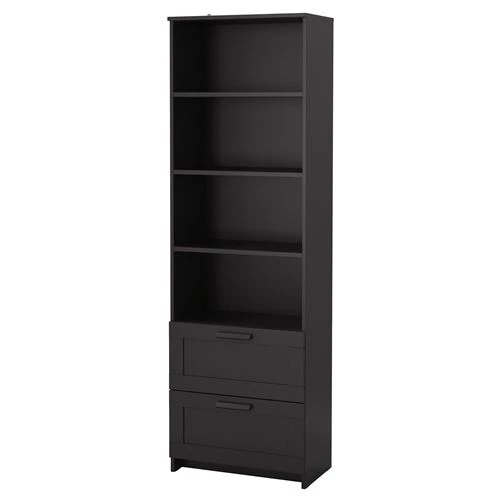 Стеллаж с 2 ящиками - IKEA BRIMNES, 60х190 см, черный, БРИМНЕС ИКЕА (изображение №1)