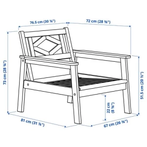 Кресло садовое - IKEA BONDHOLMEN, 73х77 см, серый, БОНДХОЛЬМЕН ИКЕА