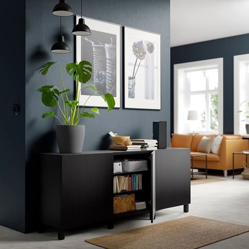 Комбинация для хранения - IKEA BESTÅ/BESTA/ БЕСТА/БЕСТО ИКЕА, 180x40x74 см, черный, (изображение №2)