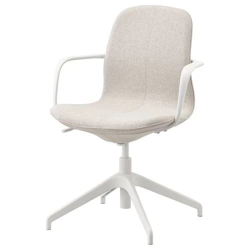 Офисный стул - IKEA LÅNGFJÄLL/LANGFJALL, 67x67x92, белый/бежевый, ЛЭНГФЬЕЛЛЬ ИКЕА (изображение №1)