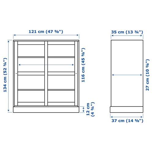 Шкаф-витрина с цоколем - IKEA HAVSTA, 121x37x134 см, белый ХАВСТА ИКЕА (изображение №8)