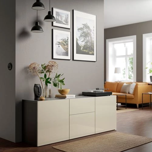 Комбинация для хранения - IKEA BESTÅ/BESTA /БЕСТА/БЕСТО ИКЕА, 180x42x65 см, серый (изображение №3)