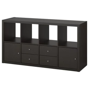 Стеллаж 8 ячеек с ящиками - IKEA KALLAX, 77х147 см, черный, КАЛЛАКС ИКЕА