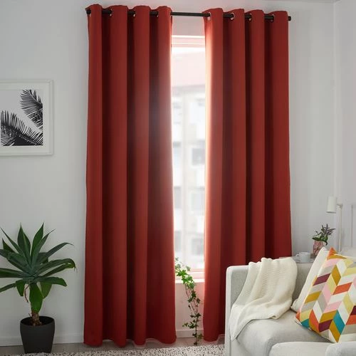 Затемняющая гардина, 2 шт. - IKEA HILLEBORG, 300х145 см, коричнево-красный, ХИЛЛЕБОРГ ИКЕА (изображение №4)