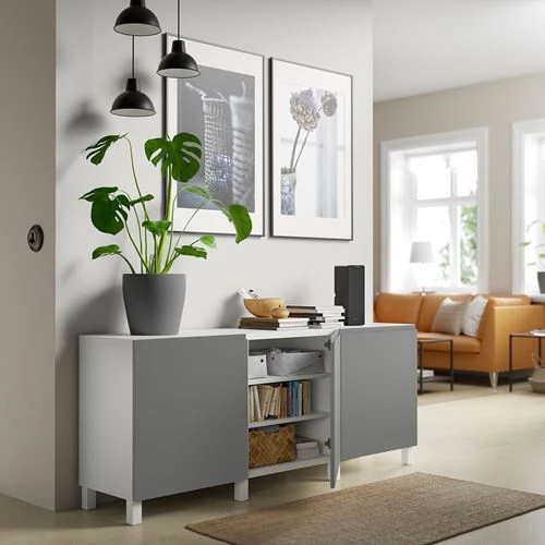 Комбинация для хранения - IKEA BESTÅ/BESTA/БЕСТА/БЕСТО ИКЕА, 180x42x74 см, серый (изображение №2)