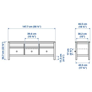Тумба под ТВ - IKEA HEMNES, 47x57x183 см, коричневый, Хемнэс ИКЕА