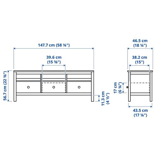 Тумба под ТВ - IKEA HEMNES, 57x148 см, белый, Хемнэс ИКЕА (изображение №5)