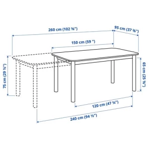 Раздвижной обеденный стол - IKEA STRANDTORP, 260/205х95х75 см, коричневый, СТРАНДТОРП ИКЕА