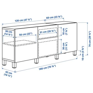 Комбинация для хранения - IKEA BESTÅ/BESTA, 180x42x74 см, черный, Беста/Бесто ИКЕА