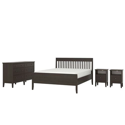 Комплект мебели д/спальни  - IKEA IDANÄS/IDANAS, 200x160, коричневый/светло-коричневый, ИДАНЭС ИКЕА (изображение №1)