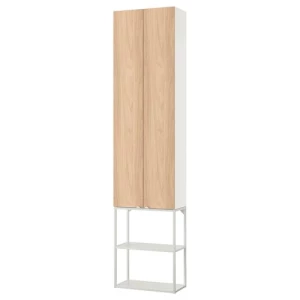 Стеллаж - IKEA ENHET, 60х30х255 см, белый/дуб, ЭНХЕТ ИКЕА