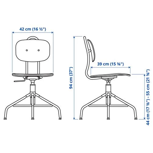 Офисный стул - IKEA KULLABERG, 58x58x94см, черный, КУЛЛАБЕРГ ИКЕА (изображение №8)