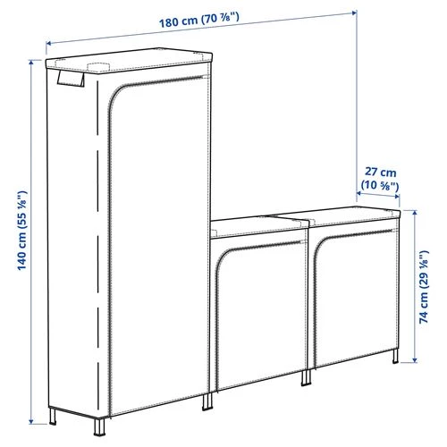 Стеллаж c чехлом - IKEA HYLLIS, 180х27х140 см, оцинкованный, ХИЛЛИС ИКЕА (изображение №9)