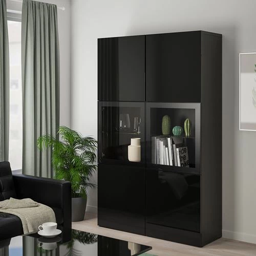 Комбинация для хранения - IKEA BESTÅ/BESTA/Беста/Бесто ИКЕА, 120x42x193 см, черный, (изображение №6)