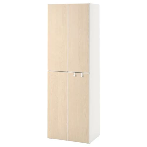 Шкаф детский - IKEA PLATSA/SMÅSTAD/SMASTAD, 60x57x181 см, белый/светло-коричневый, ИКЕА (изображение №1)