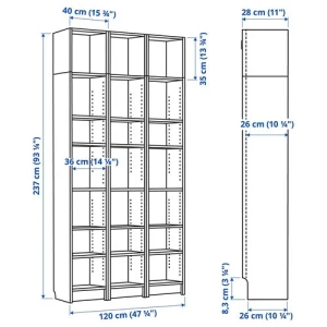 Открытый книжный шкаф - BILLY IKEA/БИЛЛИ ИКЕА, 28х120х237 см, светло-корчневый