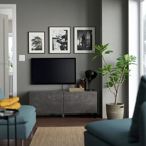 Тумба под ТВ - IKEA BESTÅ/BESTA, 120x42x48 см, серый, Бесто ИКЕА (изображение №3)