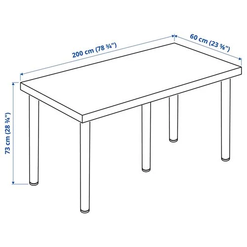 Письменный стол - IKEA LAGKAPTEN/ADILS, 200х60 см, белый/черный, ЛАГКАПТЕН/АДИЛЬС ИКЕА (изображение №5)