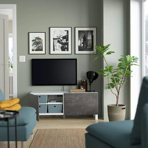 Тумба под ТВ - IKEA BESTÅ/BESTA, 120x42x48 см, серый, Бесто ИКЕА (изображение №6)