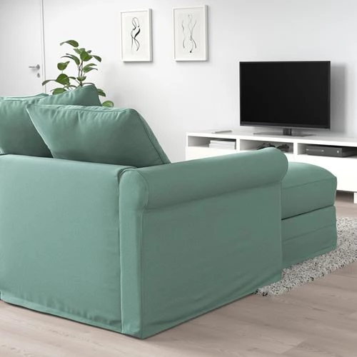 2-местный диван-кровать с козеткой - IKEA GRÖNLID/GRONLID, 68x98x277см, бирюзовый, ГРОНЛИД ИКЕА (изображение №4)