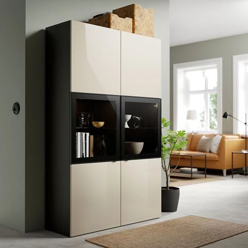 Комбинация для хранения - IKEA BESTÅ/BESTA/Беста/Бесто ИКЕА, 120x42x193 см, серый, (изображение №3)