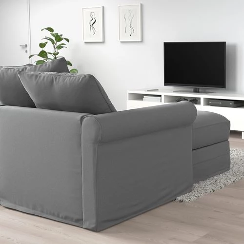 2-местный диван-кровать с козеткой - IKEA GRÖNLID/GRONLID, 104x98x277см, серый, ГРОНЛИД ИКЕА (изображение №4)