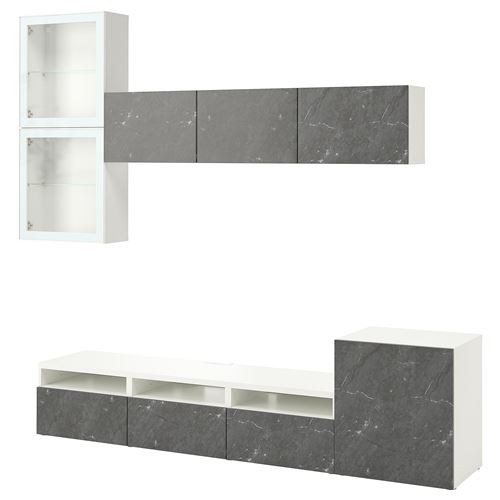 Тумба под телевизор - IKEA BESTÅ/BESTA, 300x42x211 см, серый, Бесто ИКЕА