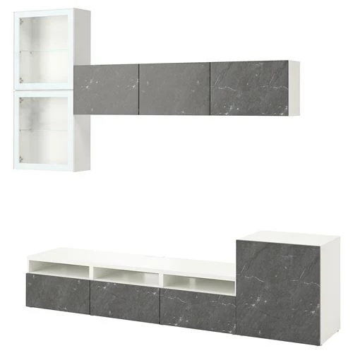 Тумба под телевизор - IKEA BESTÅ/BESTA, 300x42x211 см, серый, Бесто ИКЕА (изображение №1)