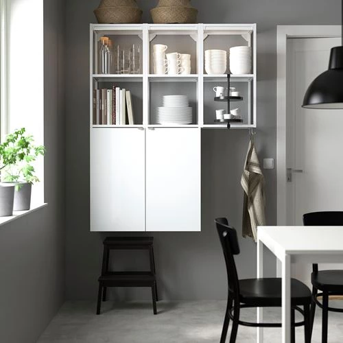 Стеллаж - IKEA ENHET, 120х32х150 см, белый/белый глянцевый, ЭНХЕТ ИКЕА (изображение №2)