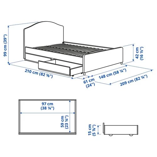 HAUGA Основание для двуспальной кровати ИКЕА (изображение №7)